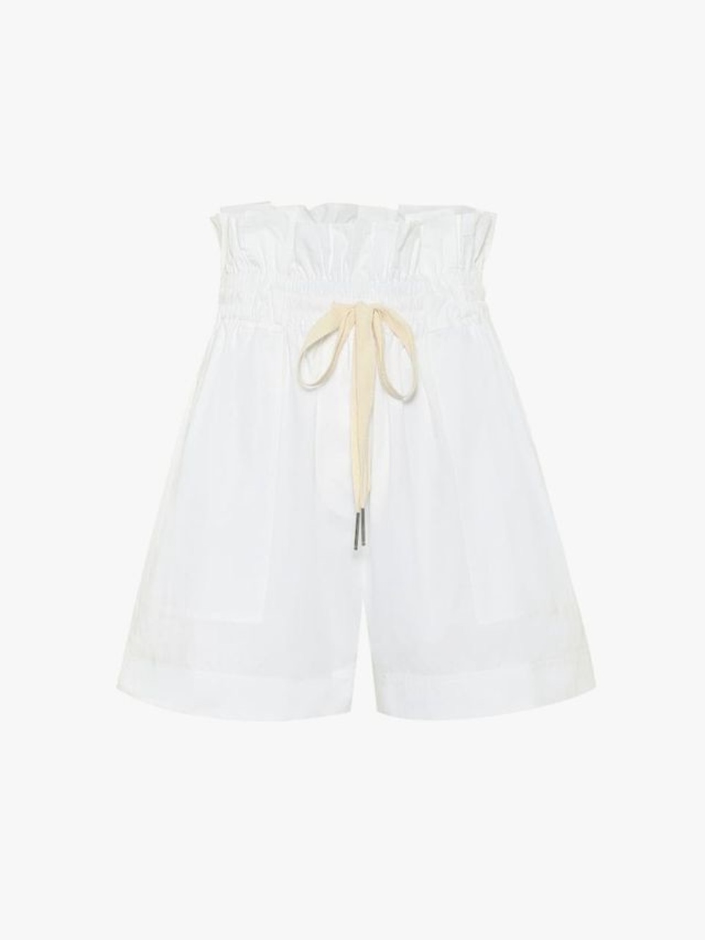 Lee Mathews “Dwight” white cotton poplin paperbag waist shorts